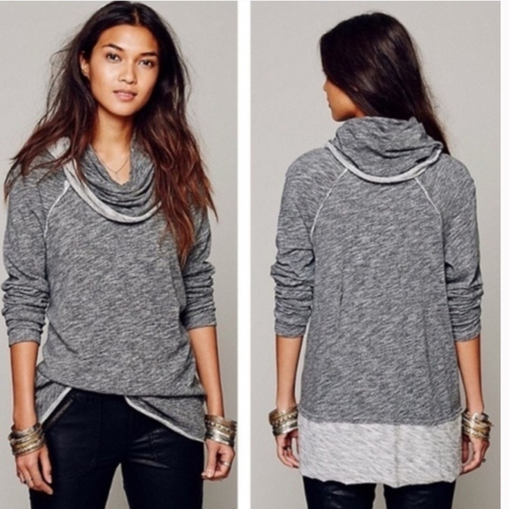 Free People FP Beach Gray Cocoon Cowl Neck Pullover – One Size